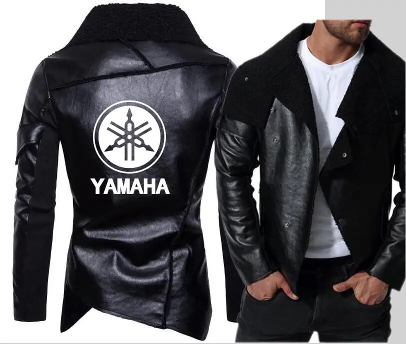 Новая модная Мужская Локомотив Yamaha кожаная куртка Личность нерегулярные панк