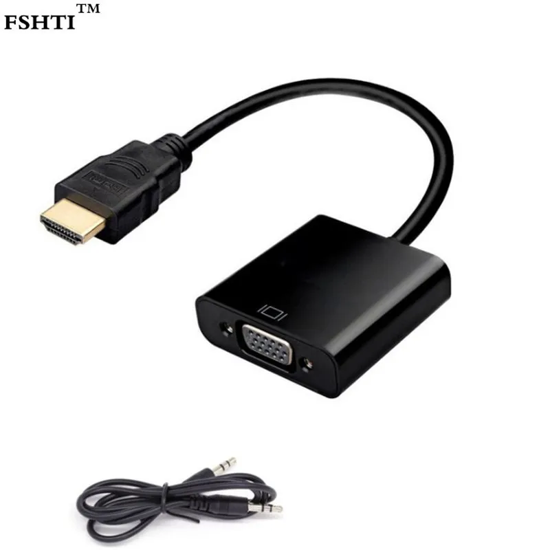 Доставка dhl 50 шт. переходник штырь-гнездо с HDMI на VGA адаптер аудиокабелем для ПК
