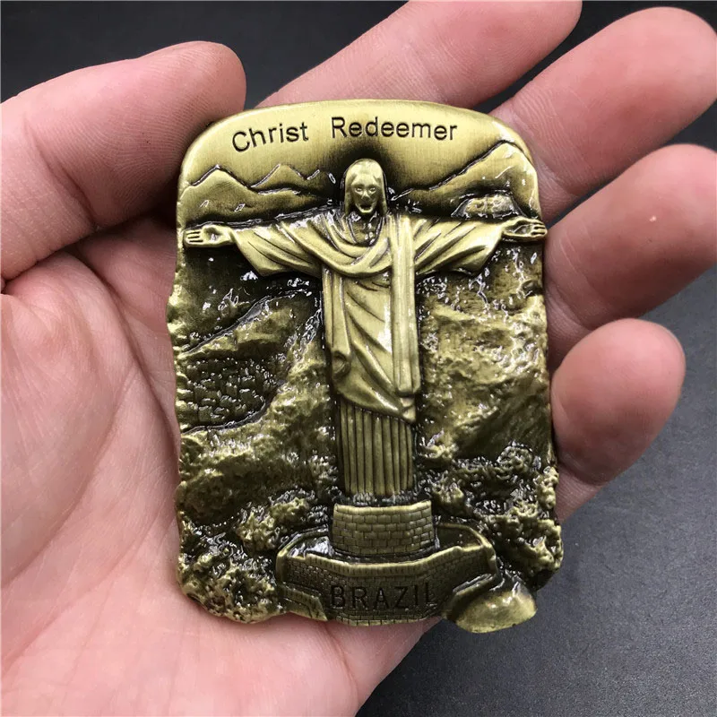 Brazil Jesus Металлические наклейки на холодильник, сувениры для путешествий, Франция, Великобритания, сувенирные магниты для холодильника бразильские итальянские металлические магнитные холодильники - Color: Brazil Jesus