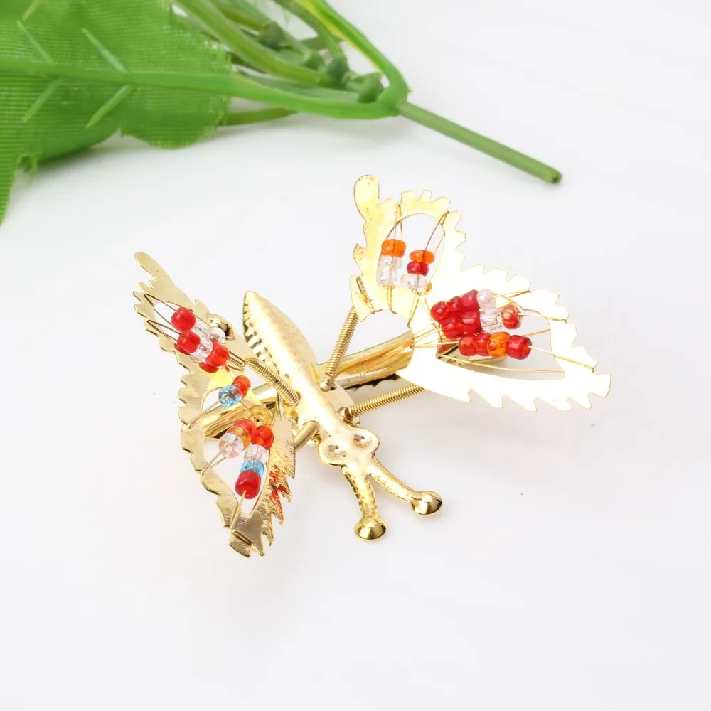 1 пара золотых заколок для волос с подвижной бабочкой украшения 45*45 мм аксессуары