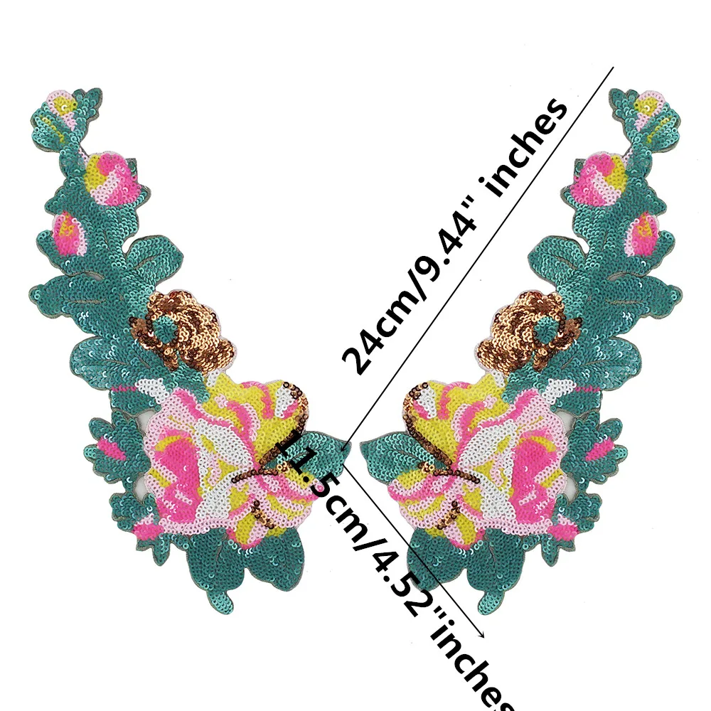 10 пар блесток цветок зеркало парные нашивки мотив Вышивка Аппликация Украшение