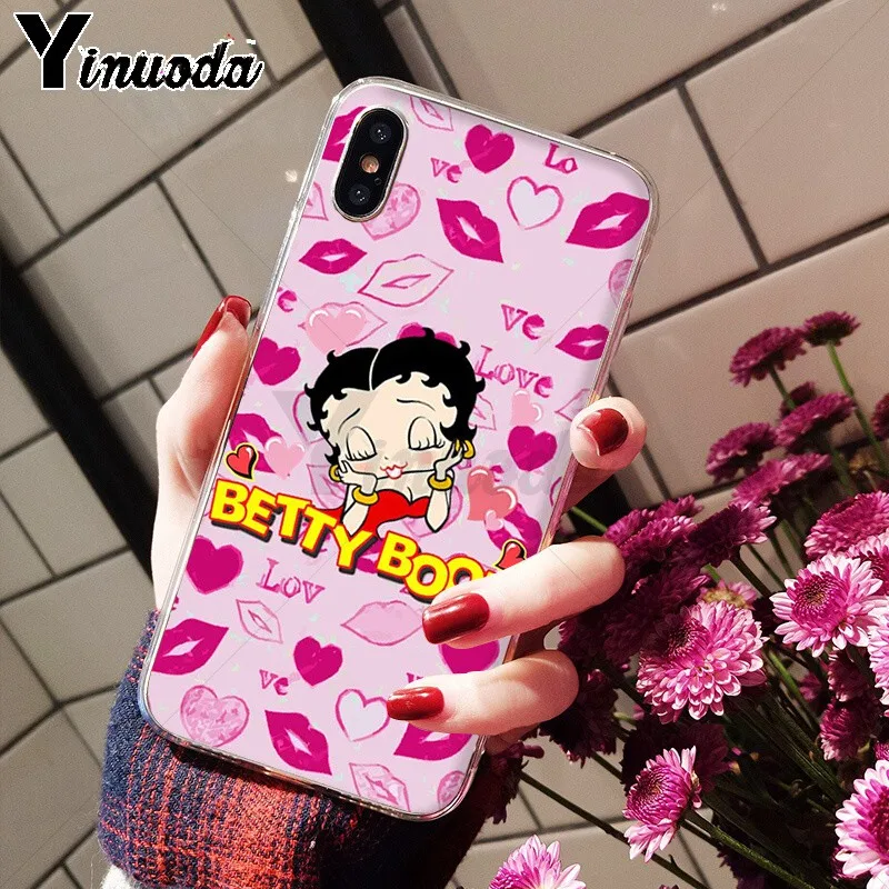 Мягкий чехол Yinuoda Betty boop для iPhone 5 5Sx 6 7 7plus 8 8Plus X XS MAX XR|Чехлы-накладки| |
