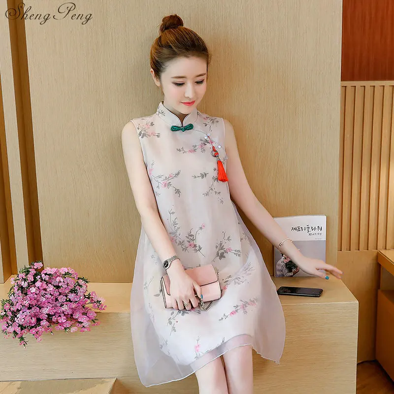 Женское китайское вечернее платье белое кружевное Ципао с вышивкой без рукавов