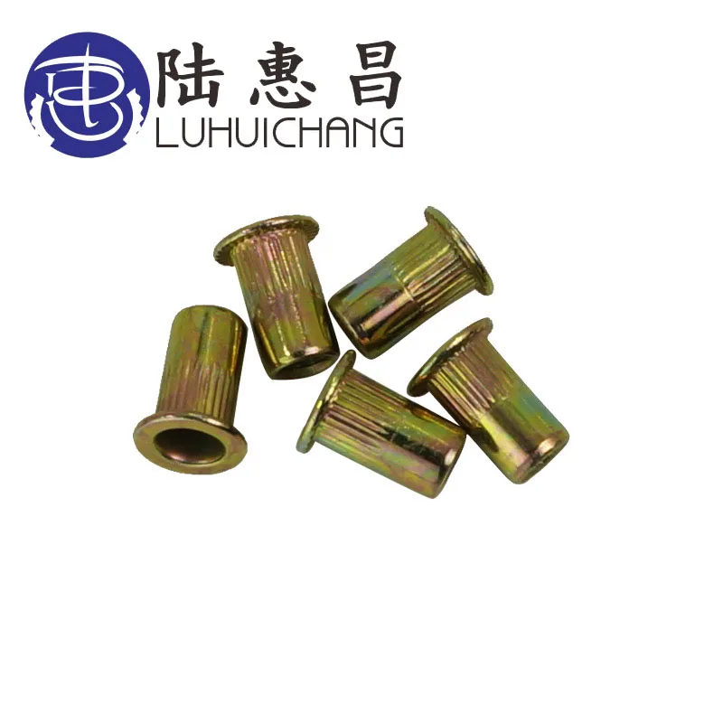 LUHUICHANG M3 M4 M5 M6 M8 M10 оцинкованные гайки из углеродистой стали с накаткой Rivnut плоские заклепки с резьбой