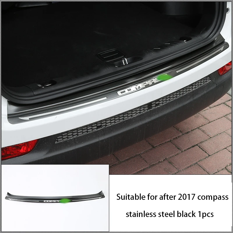 exterior black 1pcs Защита заднего бампера из нержавеющей стали против царапин игровой коврик багажный отсек педаль для Jeep Compass - Цвет: exterior black 1pcs