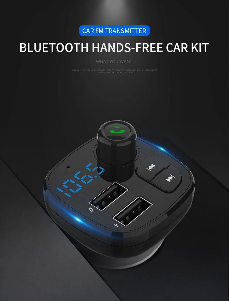 Bluetooth 4,2 Fm передатчик автомобильный комплект громкой связи беспроводной Авто MP3 плееры Quick Charge QC3.0 USB зарядное устройство радио модулятор
