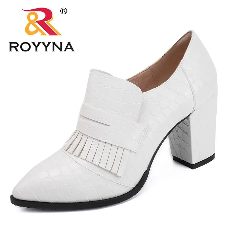 WHITE ROYYNA/Новинка; женские туфли-лодочки В Выдержанном стиле; женские модельные туфли из синтетического материала; женские свадебные туфли без застежки; Удобный светильник; Быстрая - Цвет: WHITE