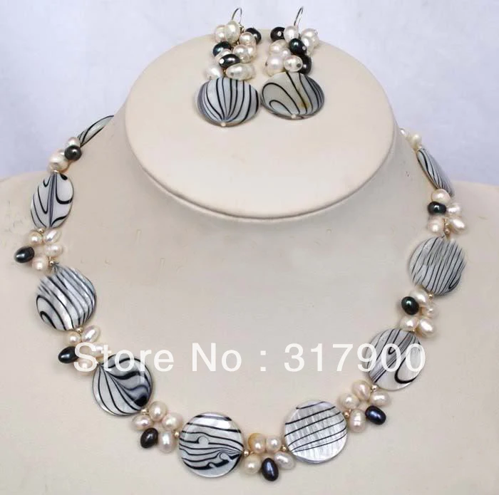 Комплект из ожерелья и серег с белыми черными жемчужинами|necklace earring|pearl necklace earringset