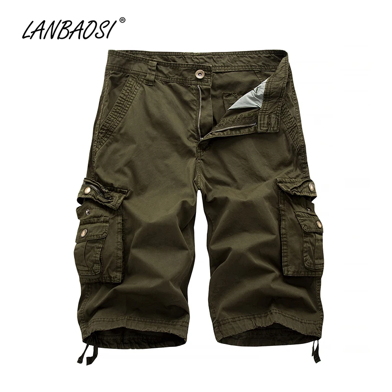 LANBAOSI мужские повседневные шорты Бермуды пляжные короткие рабочие хлопковые