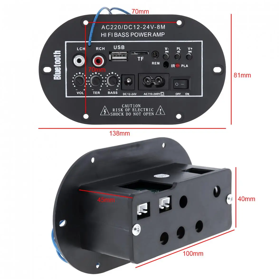 Автомобильный аудио усилитель мощности 8 дюймов 25 Вт Hi Fi Bluetooth универсальный