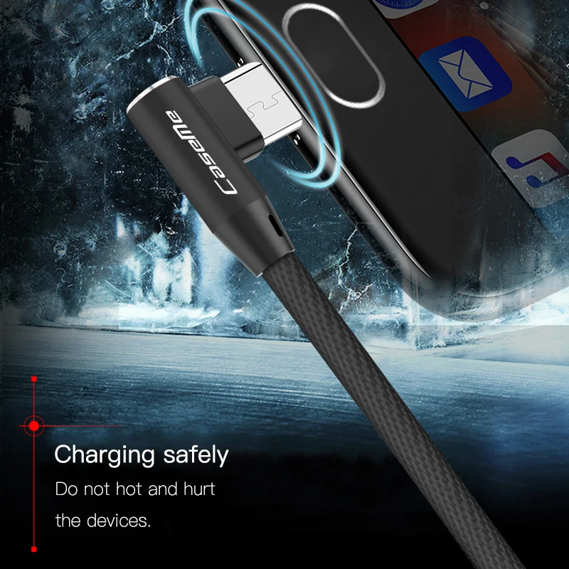 CaseMe кабель Micro USB Высокоскоростной двухсторонний Кабель 90 градусов быстрая