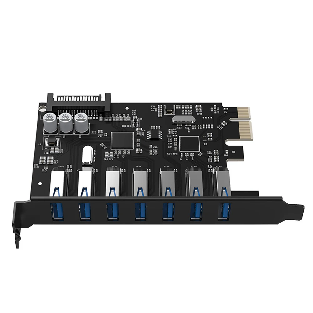 ORICO PVU3-7U-V1, 7 портов, USB3.0, PCI-E, плата расширения с двумя чипами, карта-адаптер, экспресс-карта, USB 3,0, для Windows Vista, ПК, ноутбука