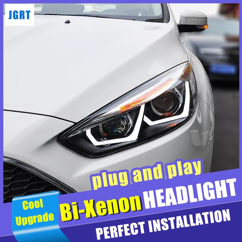 Новый дизайн для налобных фонарей ford focus 2015-2018 биксеноновые линзы Demon Eyes комплект