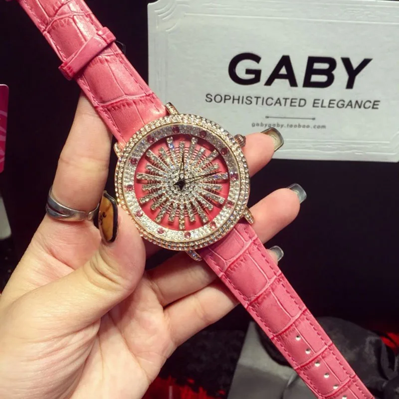 Rose gold Новое поступление женские кварцевые часы полностью вращающаяся шкала с бриллиантами наручные часы Relojes Mujer женские часы из натуральной кожи Relogio Feminino - Цвет: Rose gold
