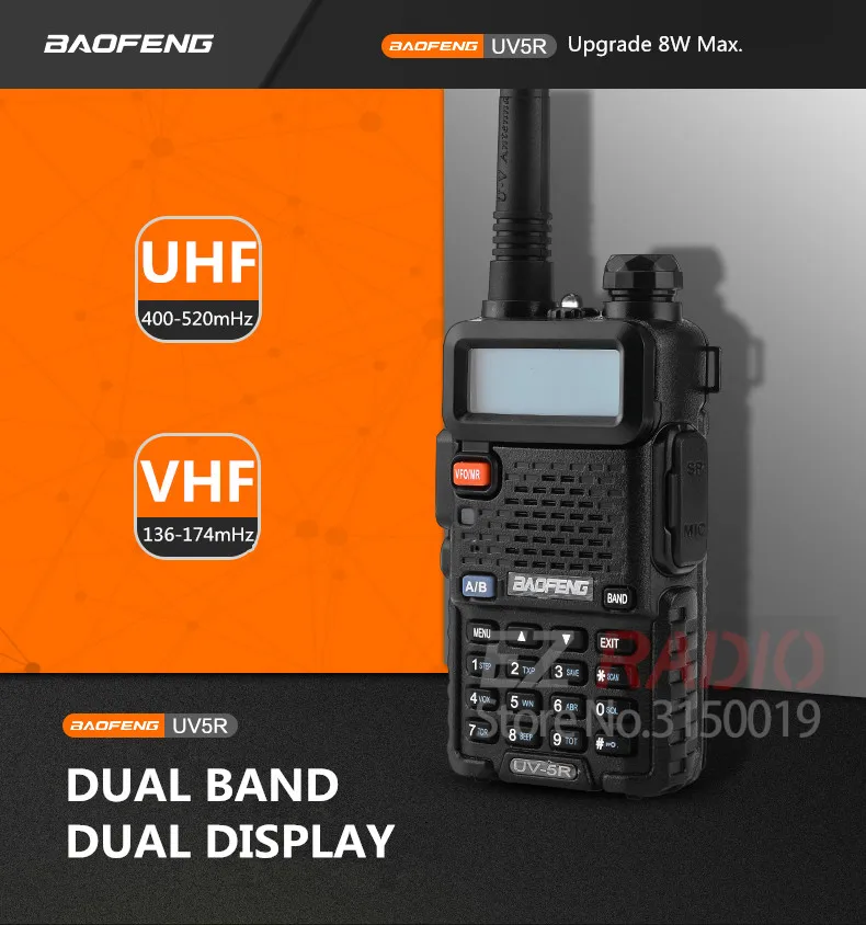 Обновления 8 Вт Baofeng UV-5R с 3800 мАч двухканальные рации КМ Tri power Dual Band Baofeng UV5R Ham Радио км UHF VHF Ham двухстороннее