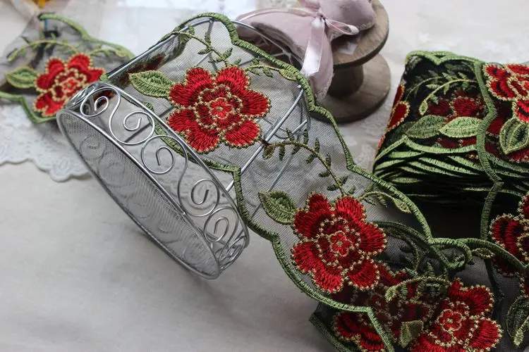 3Yards Mesh flower embroidery Lace Ribbon For Dress Decoration Fabric Applique Trim Sewing Supplies Accessories | Дом и сад