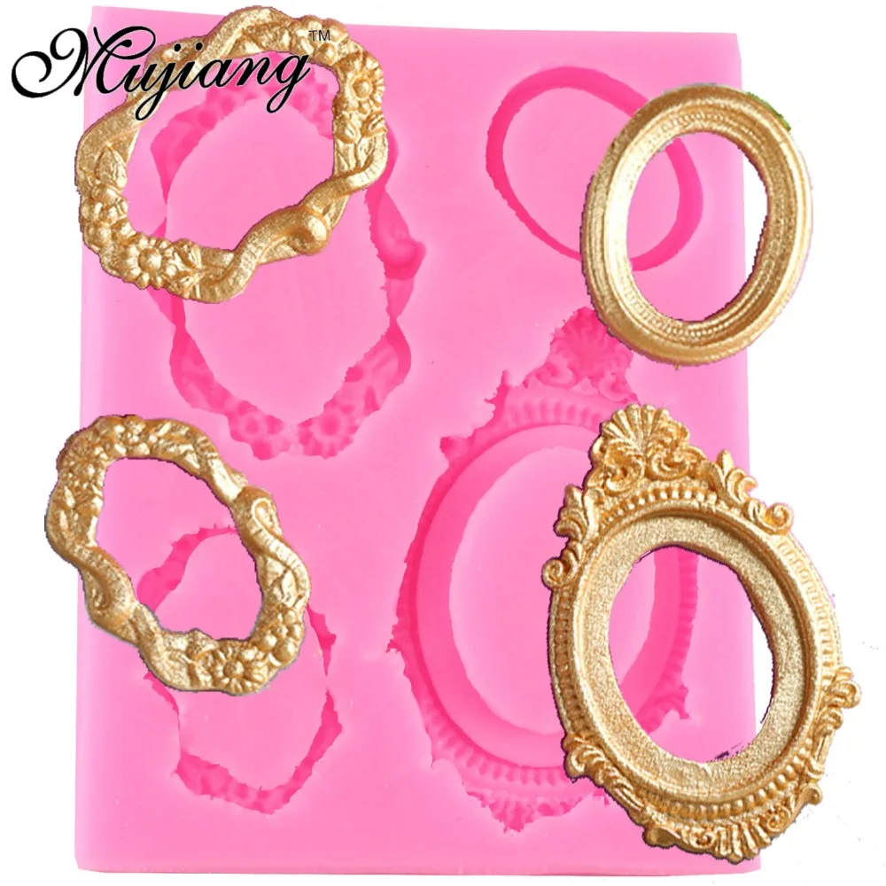 3D форма для помадки винтажная рама зеркала силиконовые формы инструменты