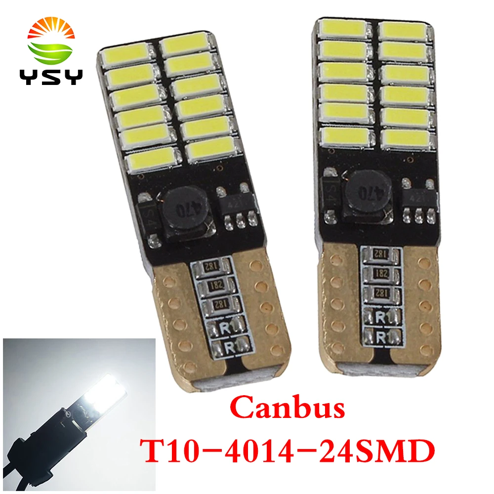YSY 200 шт. T10 194 W5W Canbus 24 SMD 4014 светодиодные лампочки без ошибок парковочные