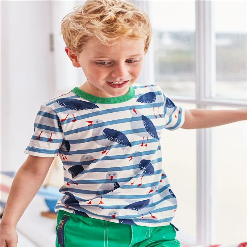 Jumping meters new striped short sleeves summer t shirts for kids baby boys girls style clothes with printed some stars tops |