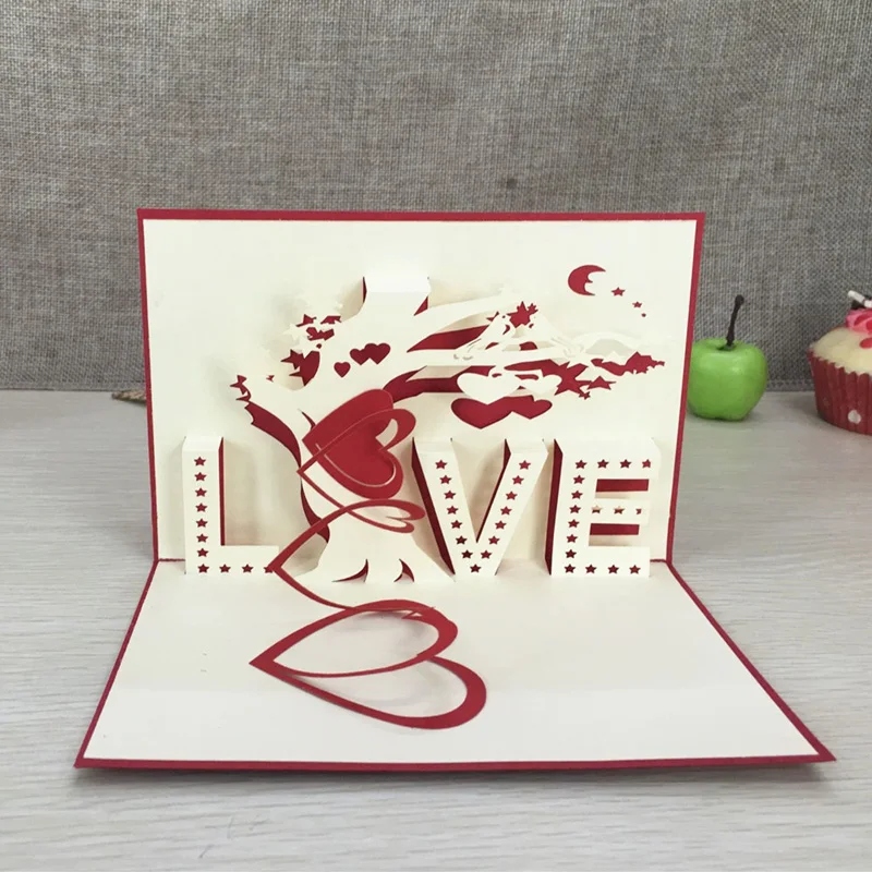 3D Поздравительные открытки с надписью Love Tree 1 шт.|greeting cards|3d greeting cardgreeting cards with envelope