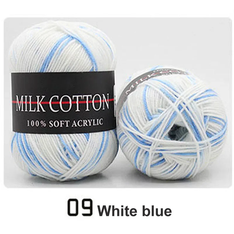 white blue 18 цветов, свитер, шарф, шапка, двойная вязка крючком, ручная вязка, хлопок, шерсть, пряжа, молочная мягкая, для детей, ручная вязка, пряжа - Цвет: white blue