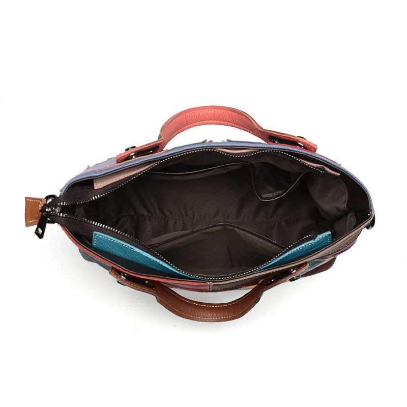 

ICEV 100% genuine leather women handbags famous brand fashion patchwork cowhide shoulder bag ladies messenger clutch zipper tote