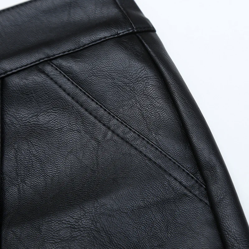 Женские шорты с высокой талией, большие размеры, кожаные юбки, шорты, осенние шорты из искусственной кожи, женские обтягивающие шорты из кожи для девушек B656