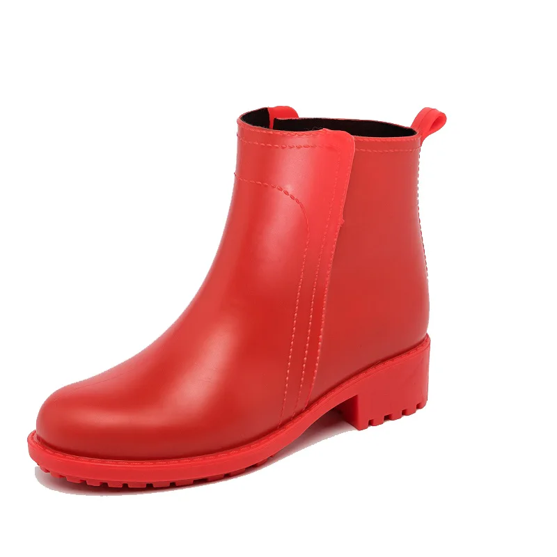 Red Matte DRIPDROP Для женщин полусапожки Водонепроницаемый Non-Slip модный туфли непромокаемые женская обувь на резиновой подошве; обувь «Челси»; непромокаемые сапоги - Цвет: Red Matte
