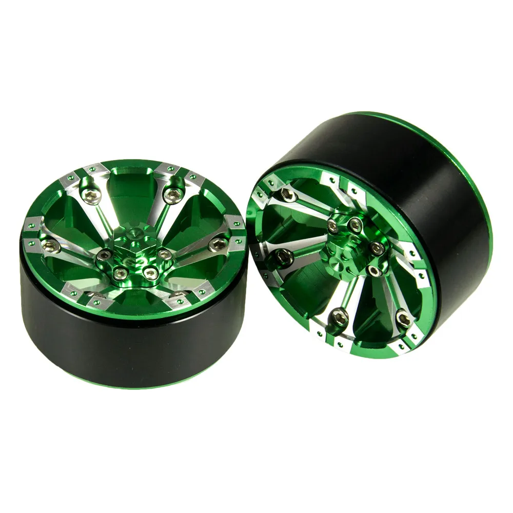 

4PCS 1.9 inch green/black luminum Beadlock Wheel Rims Set for Axial SCX10 1/10 RC Crawler #47
