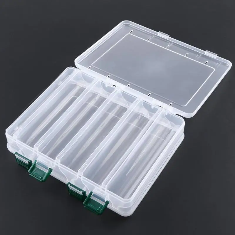 Double Sided 5+5 Compartments High Strength Transparent Plastic Fishing Box Lures Bait Storage Boxes Fishing Tackle Pesca