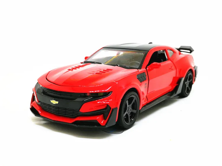 Red 1:32 Chevrolet Camaro, спортивный автомобиль, литая под давлением модель автомобиля, игрушка 5 цветов, оттягивающая назад, мигающая, для детей, на день рождения, рождественские подарки, игрушки - Цвет: Red
