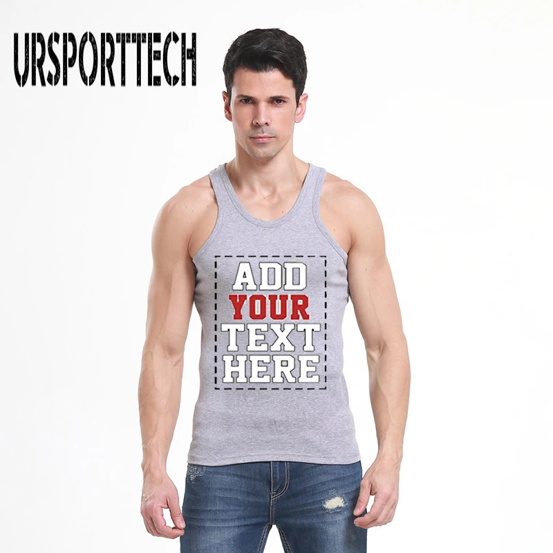 URSPORTTECH Brand Custom Tank Tops for Men - Design Your Own Top Customized &amp Personalized tops Fitness Gilet | Мужская одежда