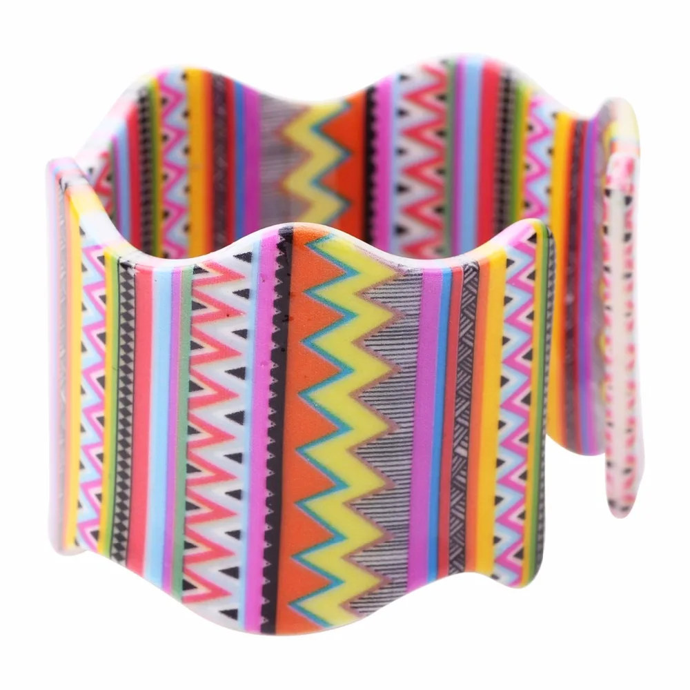 Bonsny Acrylic Unique Stripe Pattern Love Bangles For Women New 2017 Fashion Jewelry Charm Bracelets Accessories Bijoux Gifts | Украшения и