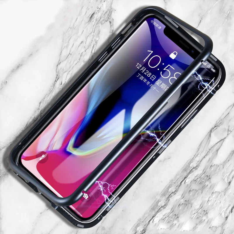 Горячий металлический магнитный чехол для iPhone XR XS MAX X 8 Plus 7 10 чехлы из закаленного