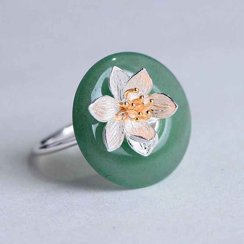 LARGERLOF Ring Silver 925 Women Jade Fine Jewelry Green silver Rings For RG70004 | Украшения и аксессуары