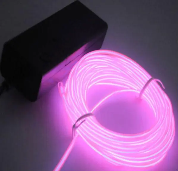 Flexible 2M EL Wire Rope Tube Neon Light 12V Inverter Red Orange Yellow Green Blue for Pink White Purple Fluorescent green | Электронные