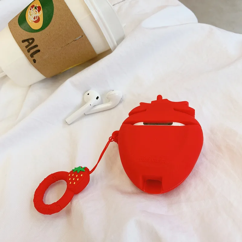 Симпатичная Клубника Фрукты беспроводной Bluetooth наушники чехол для Apple Airpod