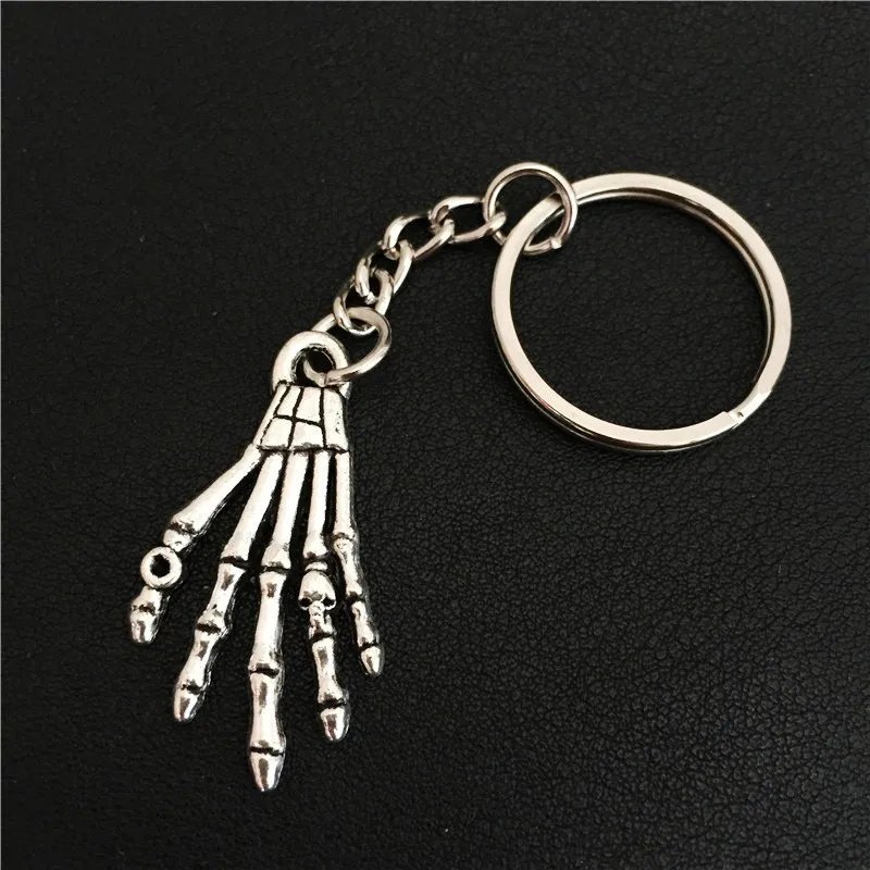 Новый готический винтажный антикварный кость руки скелета Череп Коготь брелки