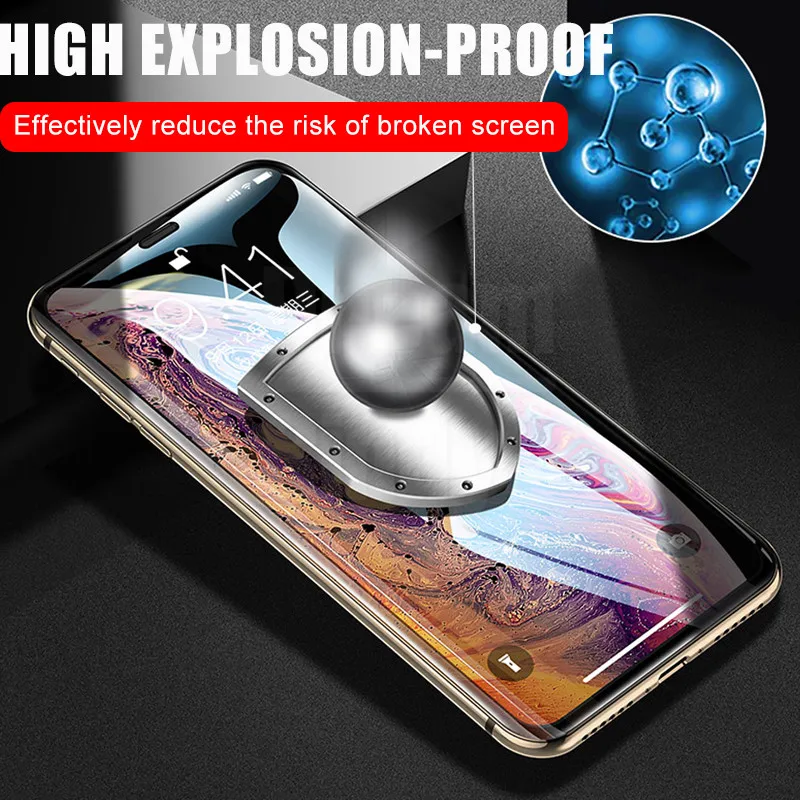 100D изогнутое закаленное стекло для экрана на iphone 7 8 6 6s PLus X полное покрытие протектор для iphone X Xr Xs Max защитная пленка