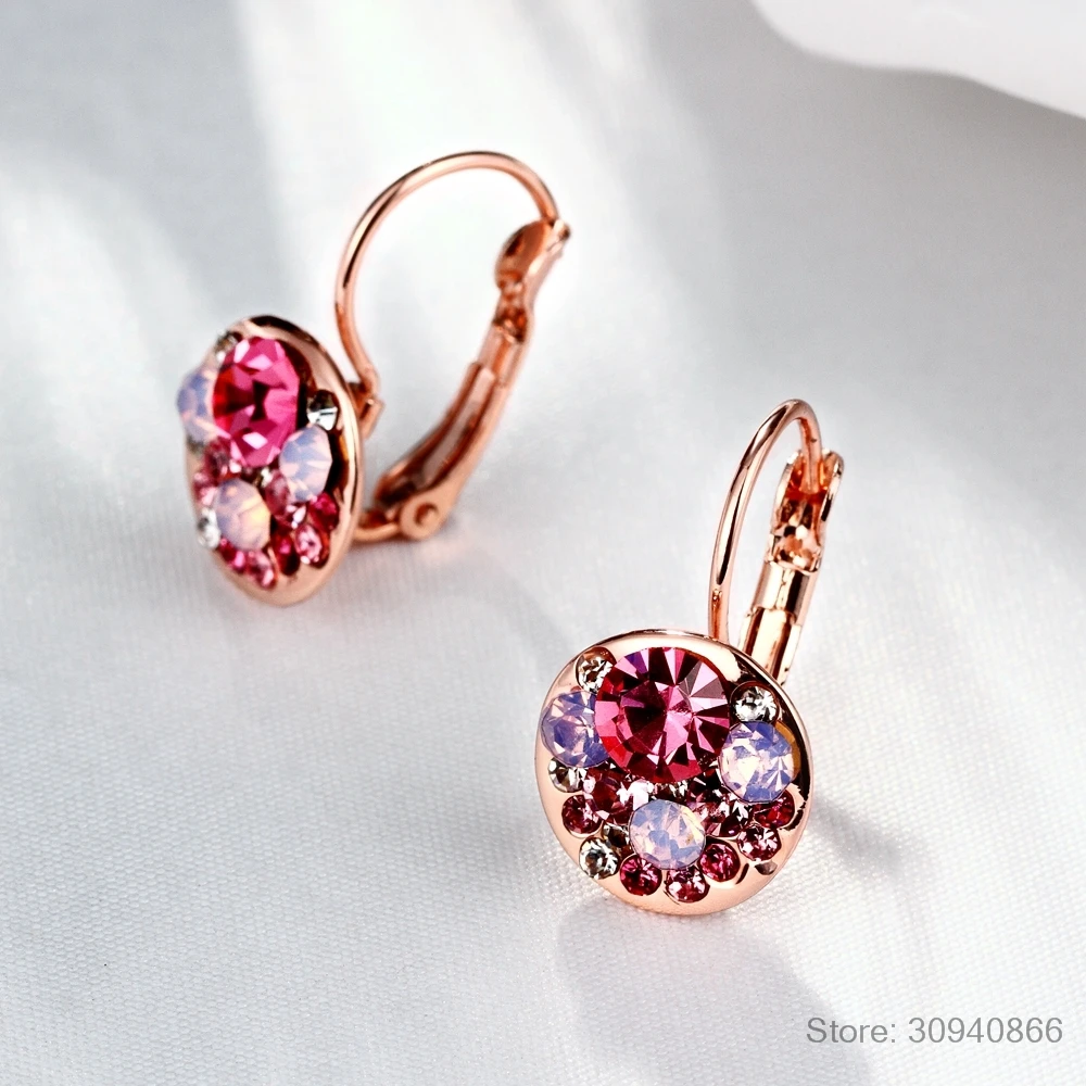 Модные круглые очаровательные серьги-гвоздики с кристаллами Swarovski, женские серьги с чешскими кристаллами, ювелирных изделий Brinco
