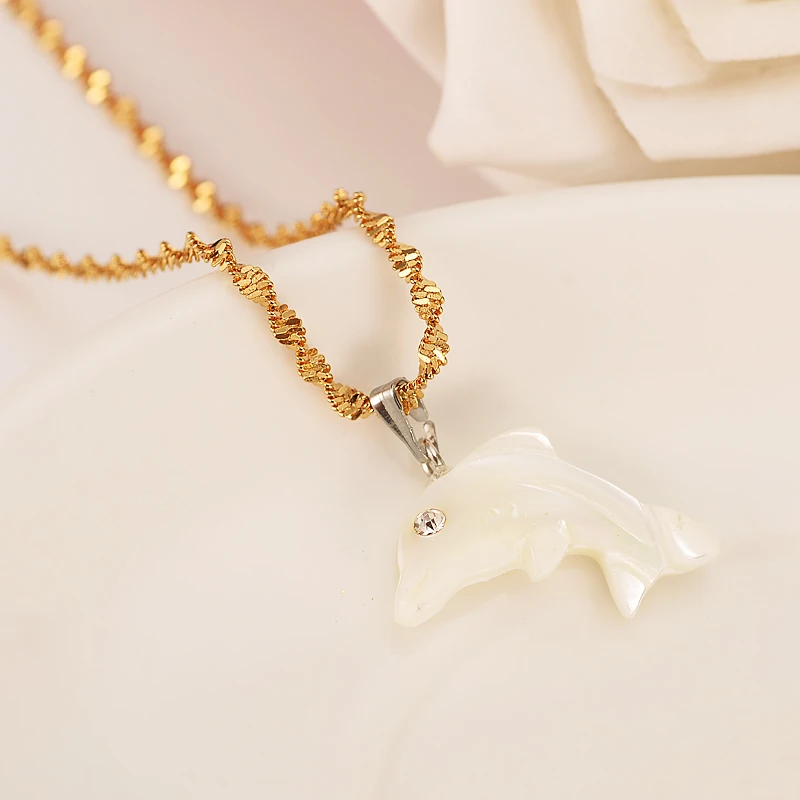 Модные золотые ювелирные изделия набор милые Дельфин кулон ожерелье Петля