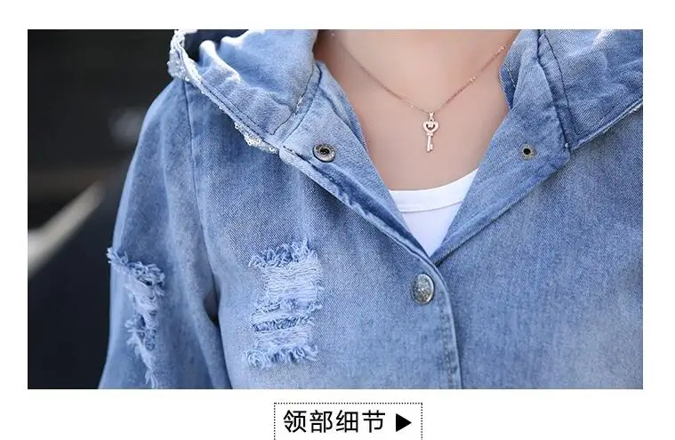 Новинка 2018 модная весенне осенняя женская джинсовая куртка повседневная рваная