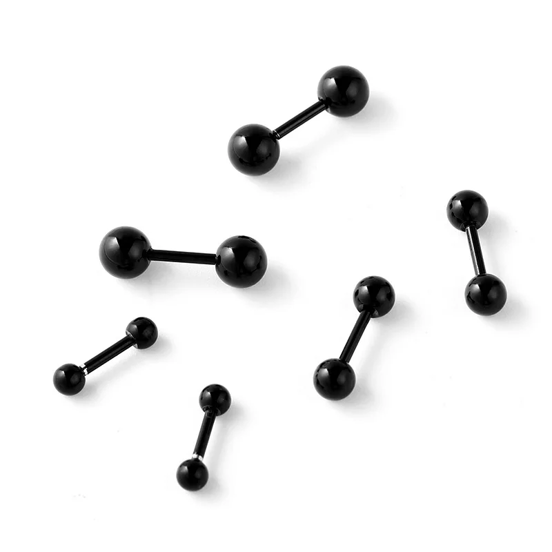 Мужские серьги-гвоздики из нержавеющей стали с шариками черного и золотого цвета