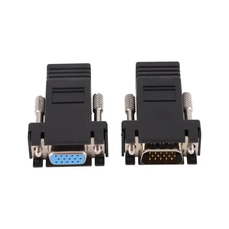 2 pcs VGA Male/Female to RJ45 Network Port Ethernet Cable Extender Adapter for Engineering Outdoor Display |