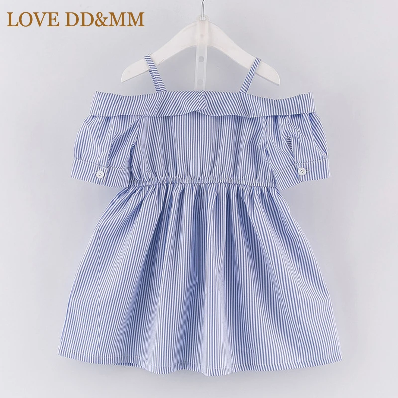 LOVE DD& MM/Одежда для девочек; платья г. Новые летние модные платья в полоску без бретелек с короткими рукавами+ повязка для волос