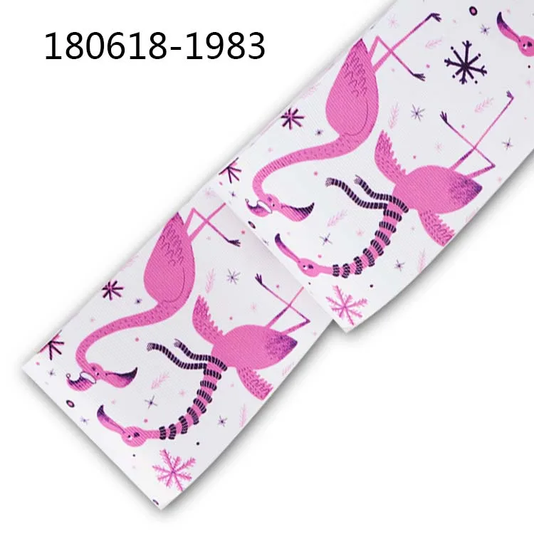 10 ярдов-разный размер-Фламинго grosgrain лента-Розовый фламинго мультфильм животных напечатанные ленты/атласная лента - Цвет: 180618-1983