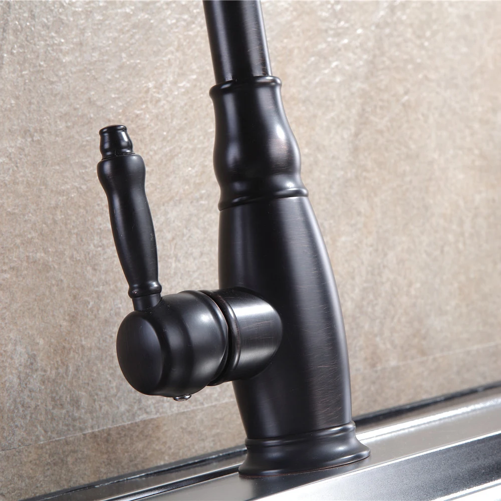 Выдвижной кухонный смеситель хромированный никелевый Черный кран для раковины