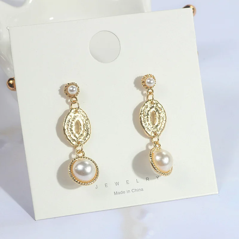 Aretes 2019 Мода Винтаж барокко из цинкового сплава с жемчугом серьги подвесками
