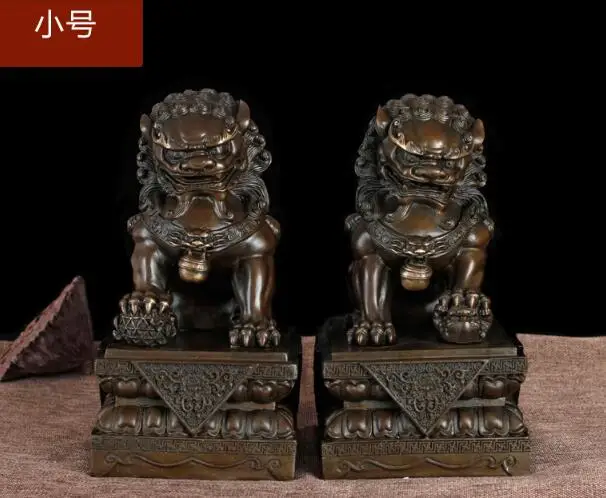 Бронзовая красная медная домашняя фэн-шуй фотособака пара львов 17 дюймов | Дом и