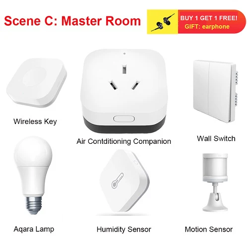 Scene C Xiaomi Aqara, комплекты для умного дома, шлюз, концентратор, датчик двери, окна, человеческое тело, беспроводной переключатель, датчик влажности, датчик воды для Apple, домашний комплект - Цвет: Scene C